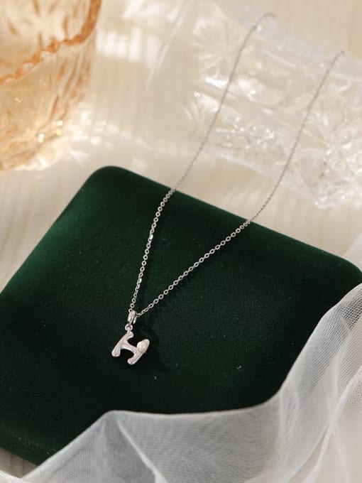 NS1066 [H] 925 Sterling Silver Imitation Pearl 26 Letter Minimalist Necklace